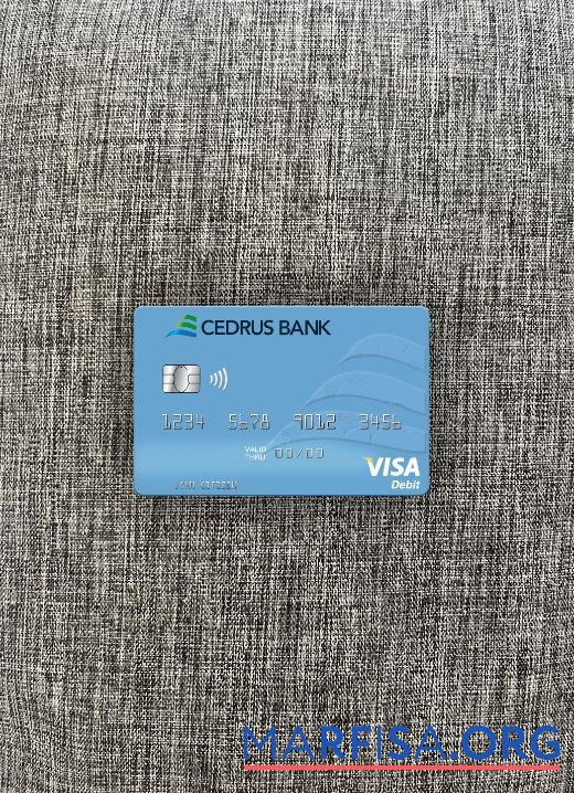 Blank Lebanon Cedrus Bank visa debit card photolook front download for verification